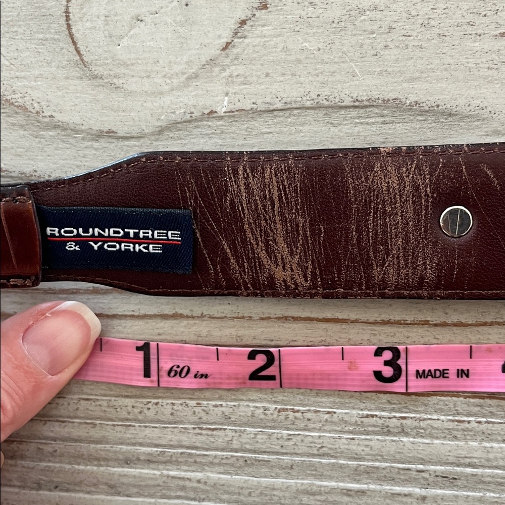 Round tree and York Vintage western  Brown Leather Belt unisex silver hardware - Picture 11 of 11